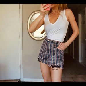 IRO Hearty High Waist Distressed Tweed Shorts